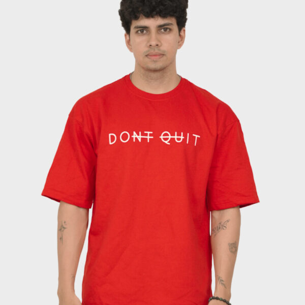 The Yeefoo Don't Quit T-Shirt in red on a model.