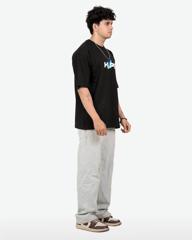 Side profile of the Motivational Graphic T-Shirt, showing the oversized fit.